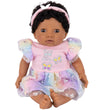 Tiny Treasures Pop m. Zwart krullend haar - Vlinderdas/Rainbow - Tiny Treasures - OneSize - Poppen