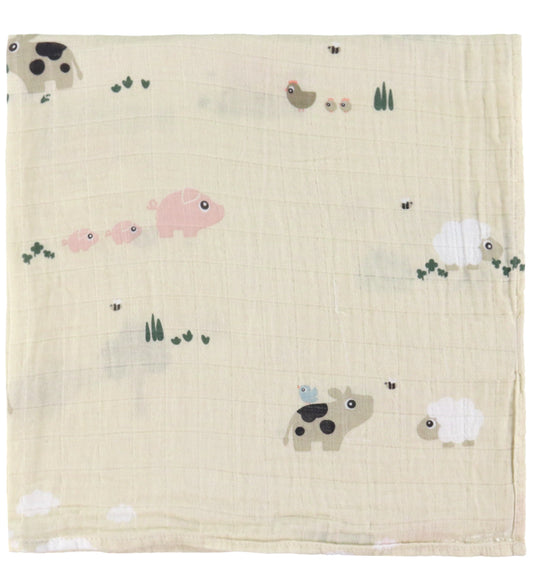 Done by Deer Wikkeldoek - Mousseline - 120x120 cm - Tiny Farm -  - Done by Deer - OneSize - Wikkeldoeken