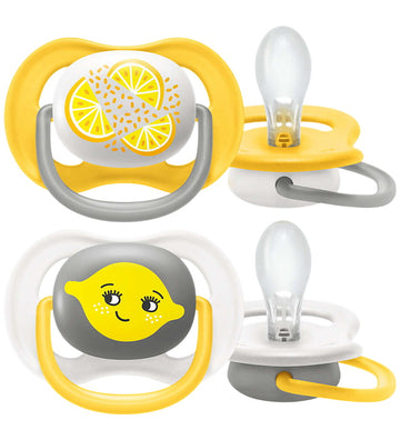 Philips Avent Fopspenen - 2-pack - Ultra Air - Wit/Geel m. Print - Philips Avent - OneSize - Fopspenen