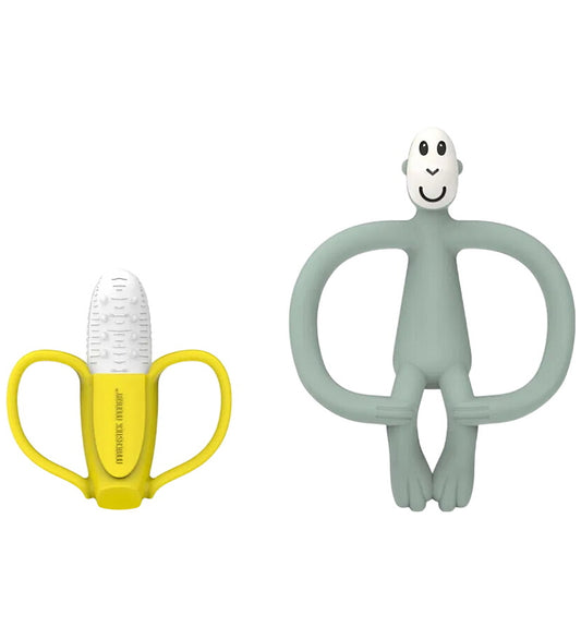 Matchstick Monkey Bijtring - 2-pack - Banana & Monkey - Groen - Matchstick Monkey - OneSize - Bijtringen