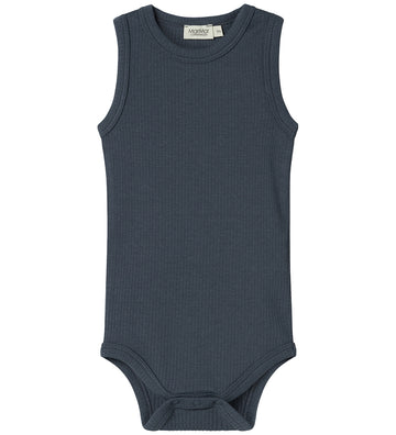 MarMar Romper mouwloos - Rib - Mouwloos - Noos - Blauw - MarMar - 62 - Rompers Mouwloos