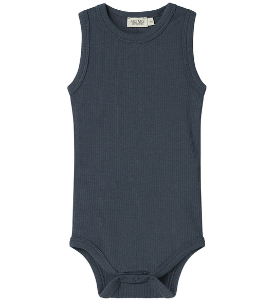 MarMar Romper mouwloos - Rib - Mouwloos - Noos - Blauw - MarMar - 62 - Rompers Mouwloos