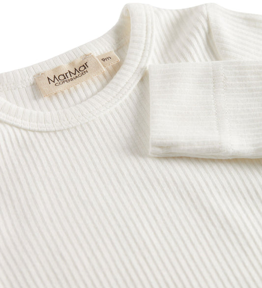 MarMar Romper l/s - Rib - Modaal - Noos - Zachtjes White - MarMar - 2 jaar (92) - Rompers Lange Mouw