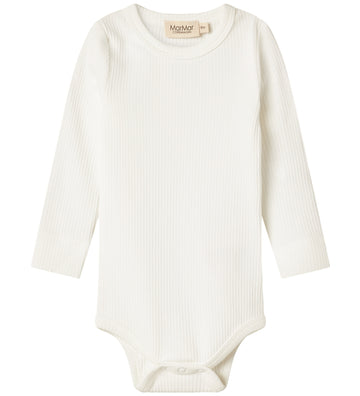 MarMar Romper l/s - Rib - Modaal - Noos - Zachtjes White - MarMar - 2 jaar (92) - Rompers Lange Mouw