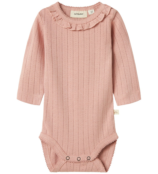 Lil Atelier Romper l/s - NbfRachel - Noos - Misty Rose m. Pointe - Lil Atelier - 68 - Rompers Lange Mouw