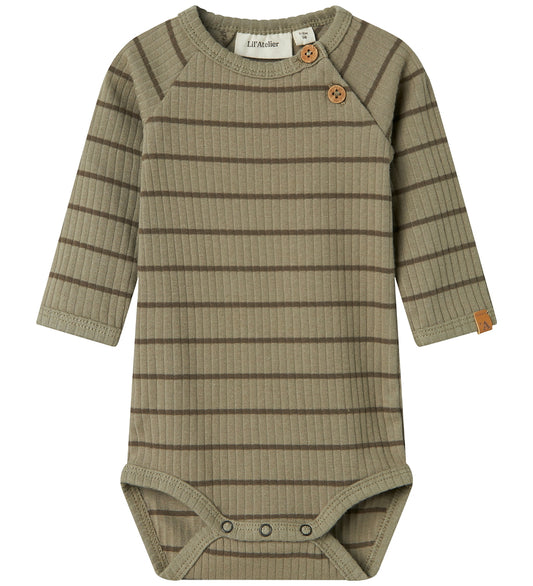 Lil Atelier Romper l/s - Rib - Noos - NbmKail - Overland Trek - Lil Atelier - 1½ jaar (86) - Rompers Lange Mouw