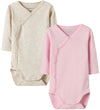 Name It Wikkel Rompers l/s - Noos - NbnBody - 2-pack - Roze/Beig - Name It - 68 - Rompers Lange Mouw