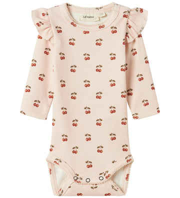 Lil Atelier Romper l/s - Rib - Noos - NbfLavo - Silver Peony m.  - Lil Atelier - 68 - Rompers Lange Mouw