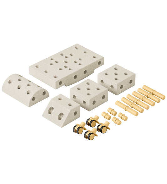 MODU Explorer Set - 20 Onderdelen - 55x40x20 cm - Zand Grey/Hone - MODU - OneSize - Motoriek speelgoed