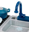 Klein Minikeuken - M/Spoelbak - 42x26x26 cm - Blauw/Goud - Klein - OneSize - Speelkeukens