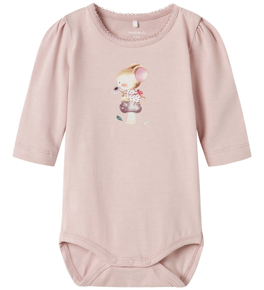 Name It Romper l/s - NbfLotus - Gepolijst Lilac m. Print - Name It - 50 - Rompers Lange Mouw