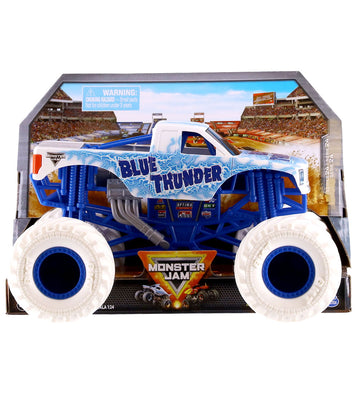 Monster Jam Verzamelaar Truck - 1:24 - Blue Thunder - Blauw/Wit - Monster Jam - OneSize - Auto´s
