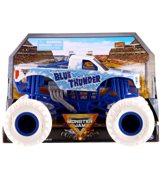 Monster Jam Verzamelaar Truck - 1:24 - Blue Thunder - Blauw/Wit - Monster Jam - OneSize - Auto´s