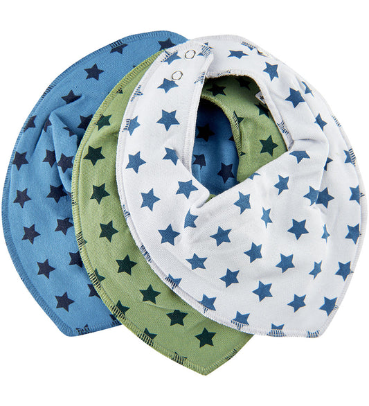 Pippi Babyslabbetje - 3-pack - Puntig - AOP - Grey Dawn - Pippi Baby - OneSize - Kwijlsjaaltjes