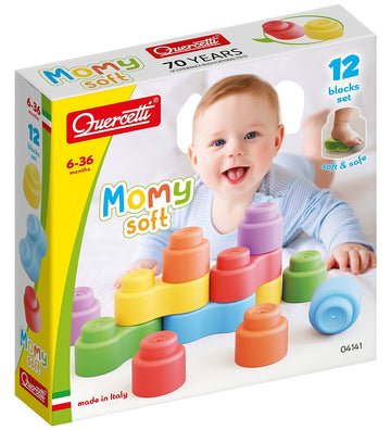 Quercetti Bouwblokken - 12 st. - Mama Soft - 04141 - Quercetti - OneSize - Blokken