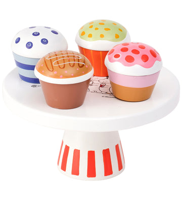 Kids Concept Speelgoedeten - Schotel m. Taarten - Hout - 16 cm - - Kids Concept - OneSize - Speelgoedeten