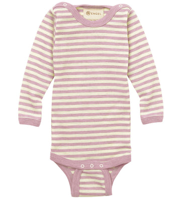 Engel Romper l/s - Wol - Rosewood Melange/Natural - Engel - 86/92 - Rompers Lange Mouw