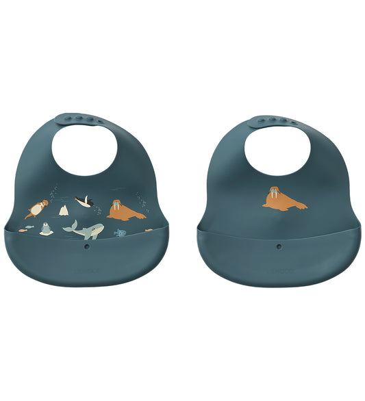 Liewood Slabbetjes - Silicone - 2-pack - Sintel - Arctic Sea/Oce - Liewood - OneSize - Slabbetjes