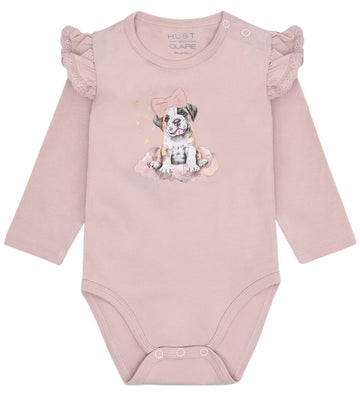 Hust and Claire Romper l/s - HCBri Sweet Puppy - Adobe Rose - Hust and Claire - 74 - Rompers Lange Mouw