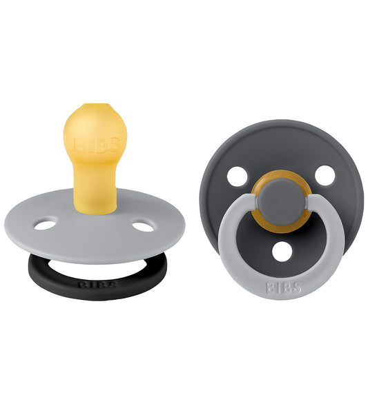 BIBS Colour Fopspenen - Maat 1 - 2-pack - Rond - Cloud Iron Mix - BIBS - 0-6 mnd - Fopspenen