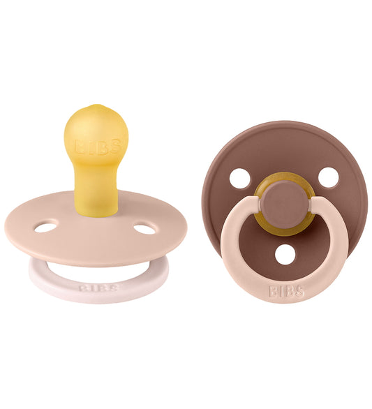 BIBS Colour Fopspenen - Maat 1 - 2-pack - Rond - Blush Marmot Mi - BIBS - 0-6 mnd - Fopspenen