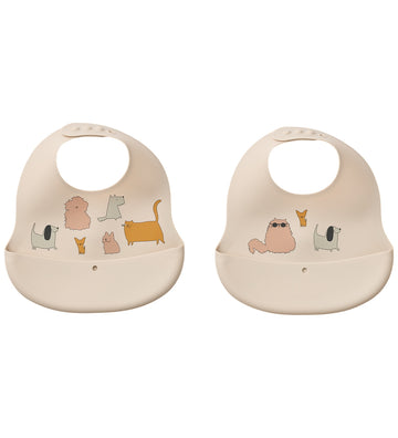 Liewood Slabbetjes - Silicone - 2-pack - Ember - Katten Eend Hon - Liewood - OneSize - Slabbetjes
