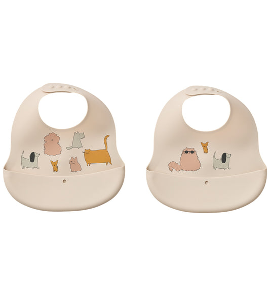 Liewood Slabbetjes - Silicone - 2-pack - Ember - Katten Eend Hon - Liewood - OneSize - Slabbetjes