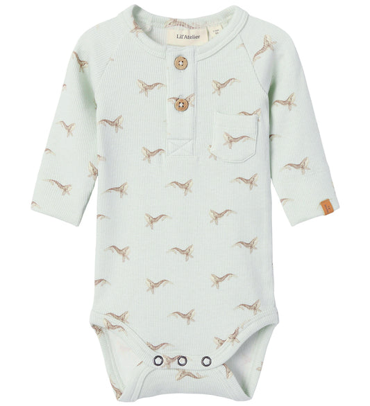 Lil' Atelier Romper l/s - Noos - Rib - NbmGavo - Murmur/Whale - Lil Atelier - 1½ jaar (86) - Rompers Lange Mouw