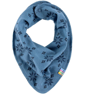 Joha Babyslabbetje - Wol/Katoen - Blauw m. Sneeuwvlokken - Joha - OneSize - Kwijlsjaaltjes