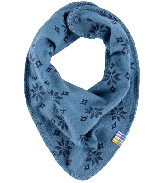 Joha Babyslabbetje - Wol/Katoen - Blauw m. Sneeuwvlokken - Joha - OneSize - Kwijlsjaaltjes