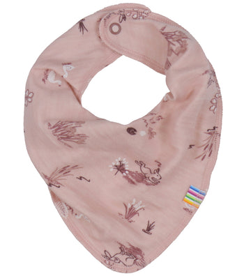 Joha Babyslabbetje - Wol/Bamboe - Roze m. Print - Joha - OneSize - Kwijlsjaaltjes