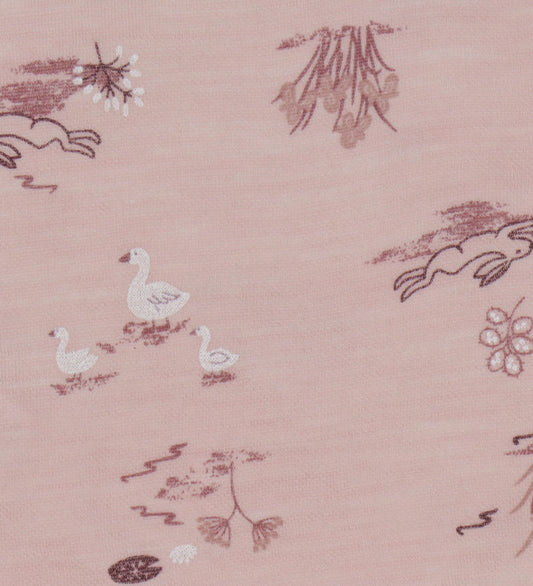 Joha Babymuts - Wol/Bamboe - Roze m. Print - Joha - 48 cm - Babymutsen