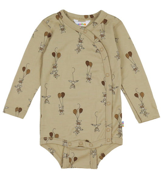 Joha Wikkelromper l/s - Wol - Beige m. Konijnen - Joha - 60 - Rompers Lange Mouw