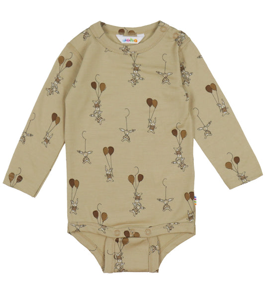 Joha Romper l/s - Wol - Beige m. Konijnen - Joha - 60 - Rompers Lange Mouw
