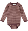 Joha Romper l/s - Wol - Rose m. Strepen - Joha - 70 - Rompers Lange Mouw