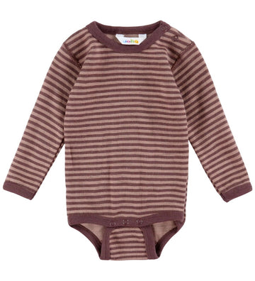 Joha Romper l/s - Wol - Rose m. Strepen - Joha - 70 - Rompers Lange Mouw