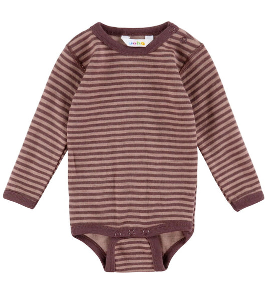 Joha Romper l/s - Wol - Rose m. Strepen - Joha - 70 - Rompers Lange Mouw