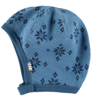 Joha Babymuts - Wol - Blauw/Katoen - Blauw m. Sneeuwvlokken - Joha - 50 cm - Babymutsen