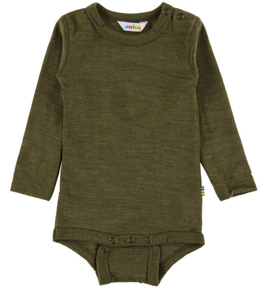 Joha Romper l/s - Wol - Mos Groen - Joha - 80 - Rompers Lange Mouw
