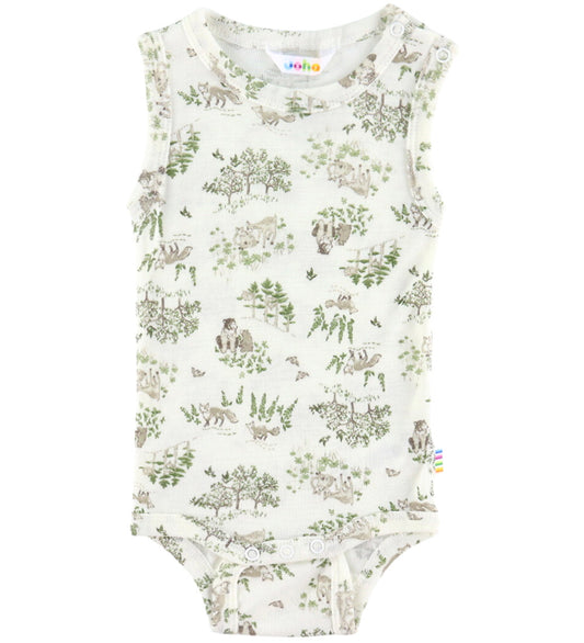 Joha Romper mouwloos - Wol/Zijde - Off White m. Bomen - Joha - 50 - Rompers Mouwloos