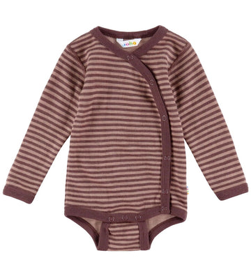 Joha Wikkelromper l/s - Wol - Rose m. Strepen - Joha - 60 - Rompers Lange Mouw