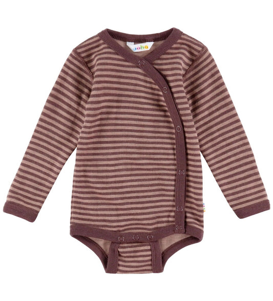Joha Wikkelromper l/s - Wol - Rose m. Strepen - Joha - 60 - Rompers Lange Mouw