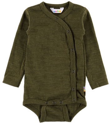 Joha Wikkelromper l/s - Wol - Mos Groen - Joha - 60 - Rompers Lange Mouw