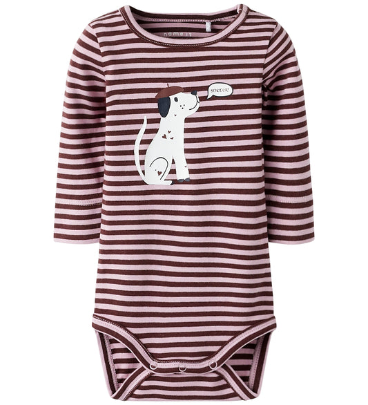Name It Romper l/s - NbfKilas - Bleached Mauve/Andorra m. Print - Name It - 50 - Rompers Lange Mouw
