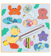 Djeco Magnetisch speelgoed - Puzzel & Fish Bariolo - 9 Bakstenen - Djeco - OneSize - Magnetisch speelgoed