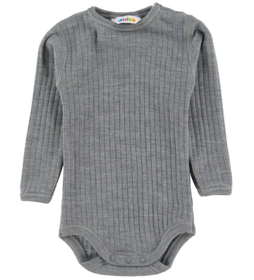 Joha Romper - Wol - l/s - Grijs - Joha - 80 - Rompers Lange Mouw