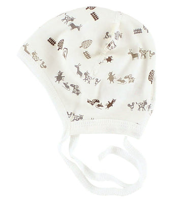 Joha Babymuts m. oren - Crème m. Dieren - Joha - 45 cm - Babymutsen