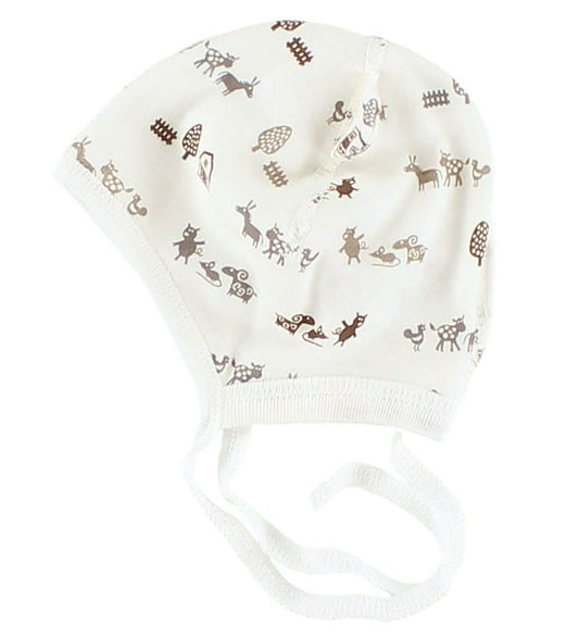 Joha Babymuts m. oren - Crème m. Dieren - Joha - 45 cm - Babymutsen