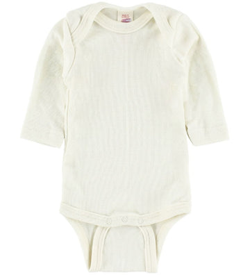 Engel Romper - l/s - Wol/Zijde - Naturel - Engel - 74/80 - Rompers Lange Mouw
