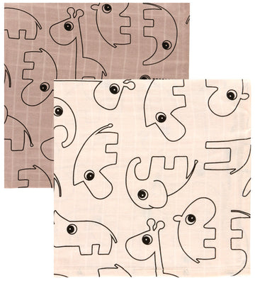 Done by Deer - Contour Wikkeldoek 2-pack - 120x120 - Licht roze - Done by Deer - OneSize - Wikkeldoeken